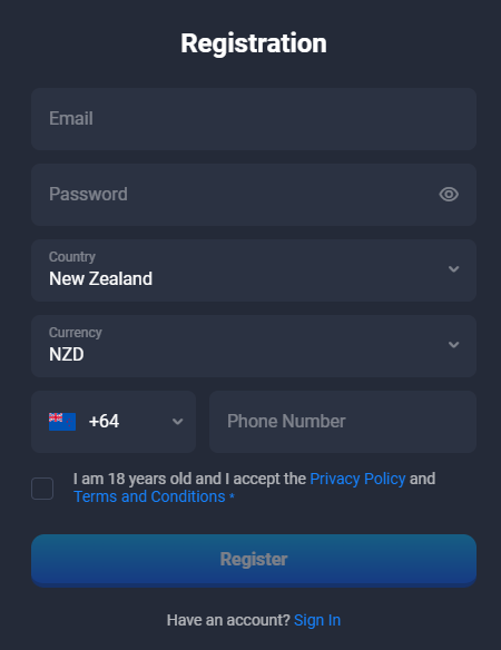 LuckyHunter Registration Form