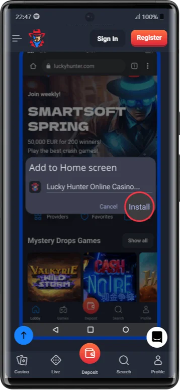 Lucky Hunter App Install Process