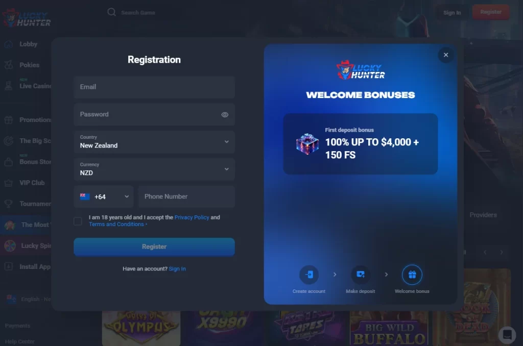 LuckyHunter Registration